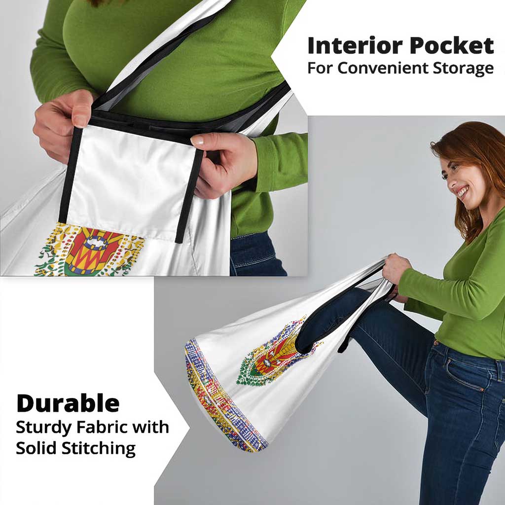 Haiti Flag Traditional Dashiki Grocery Bag White Color - Polynesian Pride