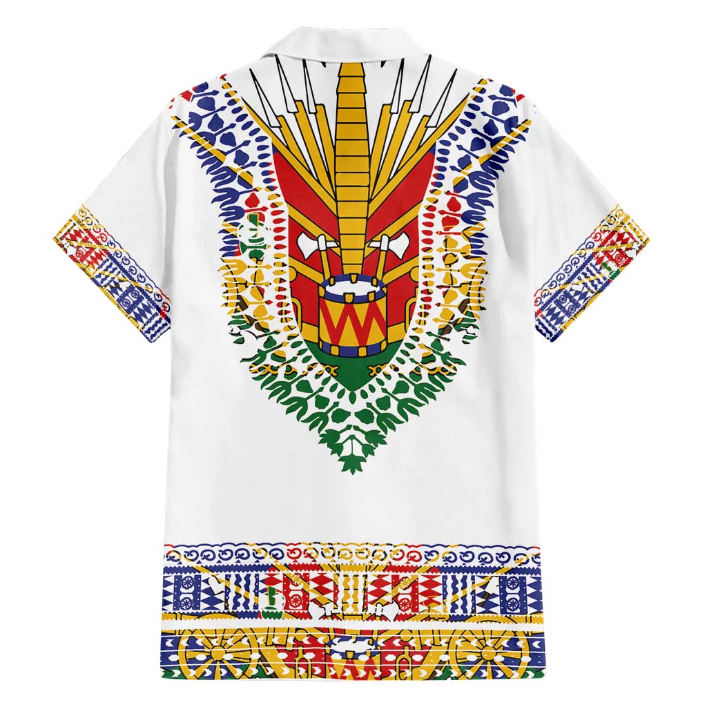 Haiti Flag Traditional Dashiki Hawaiian Shirt White Color - Polynesian Pride