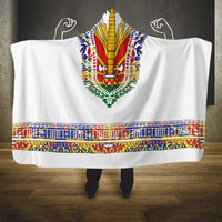Haiti Flag Traditional Dashiki Hooded Blanket White Color - Polynesian Pride