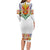 Haiti Flag Traditional Dashiki Long Sleeve Bodycon Dress White Color - Polynesian Pride