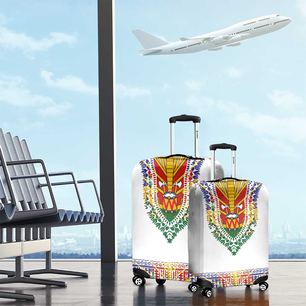 Haiti Flag Traditional Dashiki Luggage Cover White Color - Polynesian Pride