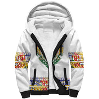 Haiti Flag Traditional Dashiki Sherpa Hoodie White Color - Polynesian Pride