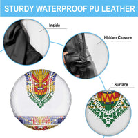 Haiti Flag Traditional Dashiki Spare Tire Cover White Color - Polynesian Pride