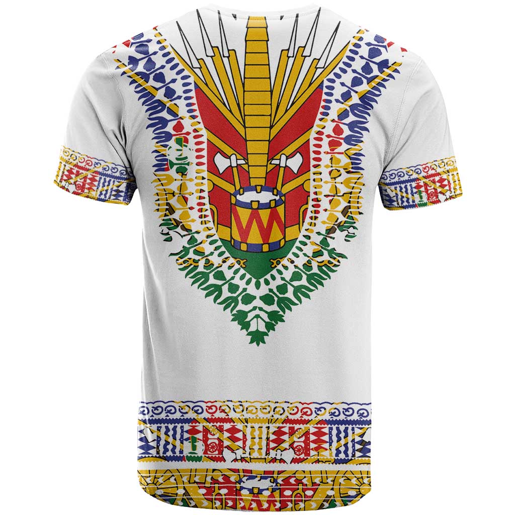 Haiti Flag Traditional Dashiki T Shirt White Color - Polynesian Pride