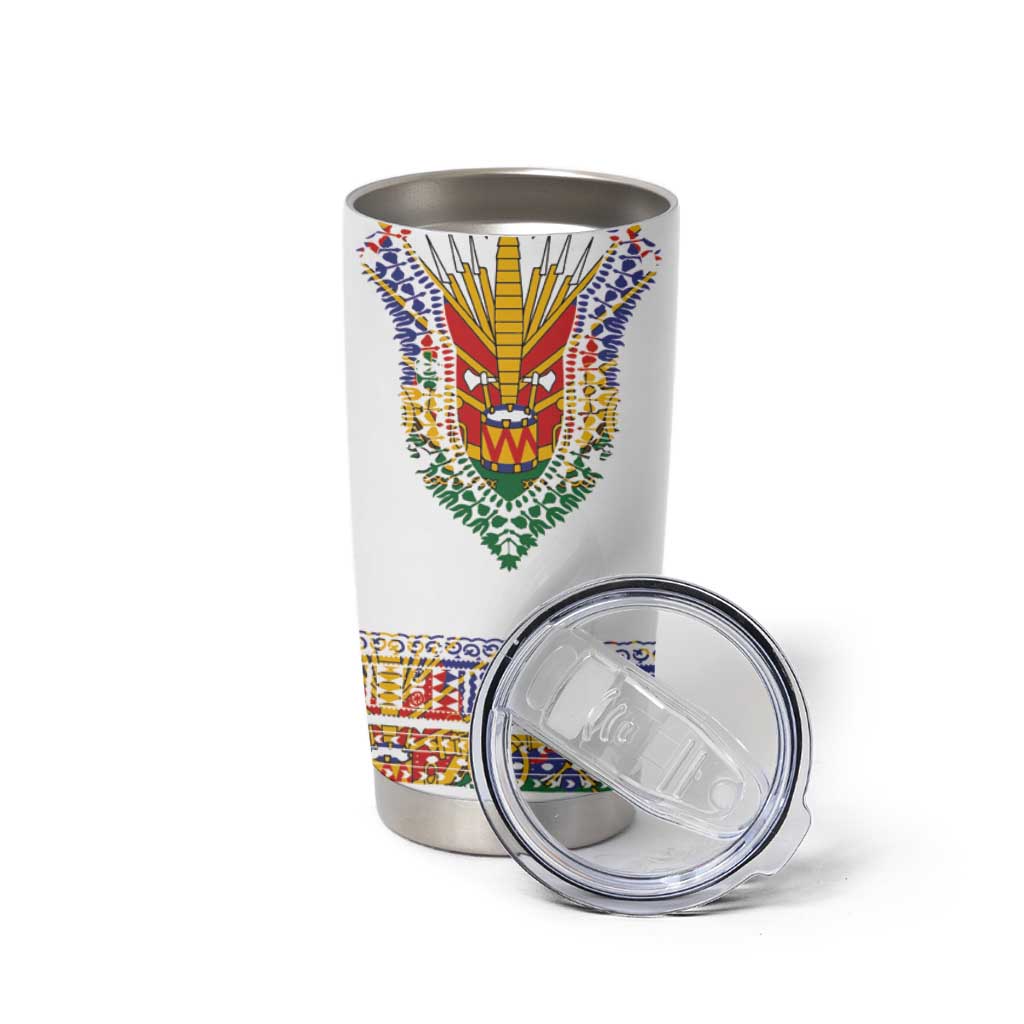 Haiti Flag Traditional Dashiki Tumbler Cup White Color - Polynesian Pride