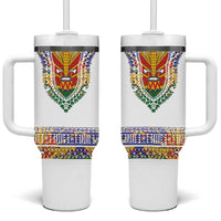 Haiti Flag Traditional Dashiki Tumbler With Handle White Color - Polynesian Pride