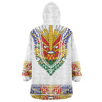 Haiti Flag Traditional Dashiki Wearable Blanket Hoodie White Color - Polynesian Pride