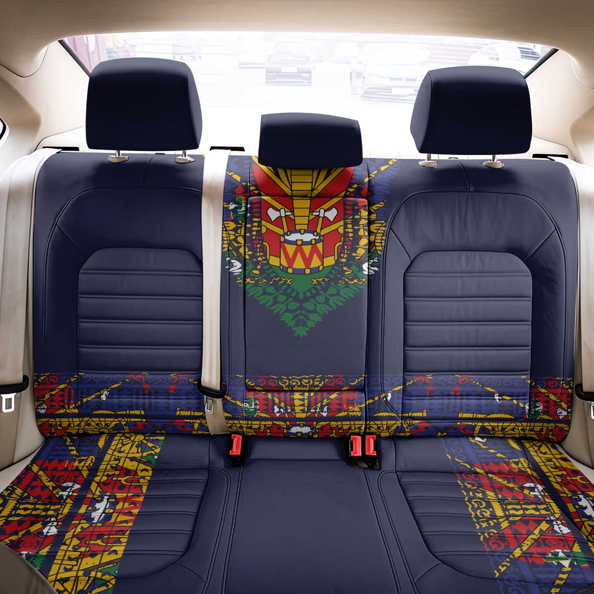 Haiti Flag Traditional Dashiki Back Car Seat Cover Black Color - Polynesian Pride