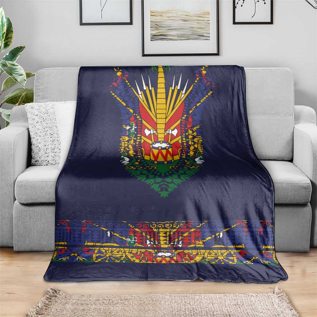Haiti Flag Traditional Dashiki Blanket Black Color - Polynesian Pride