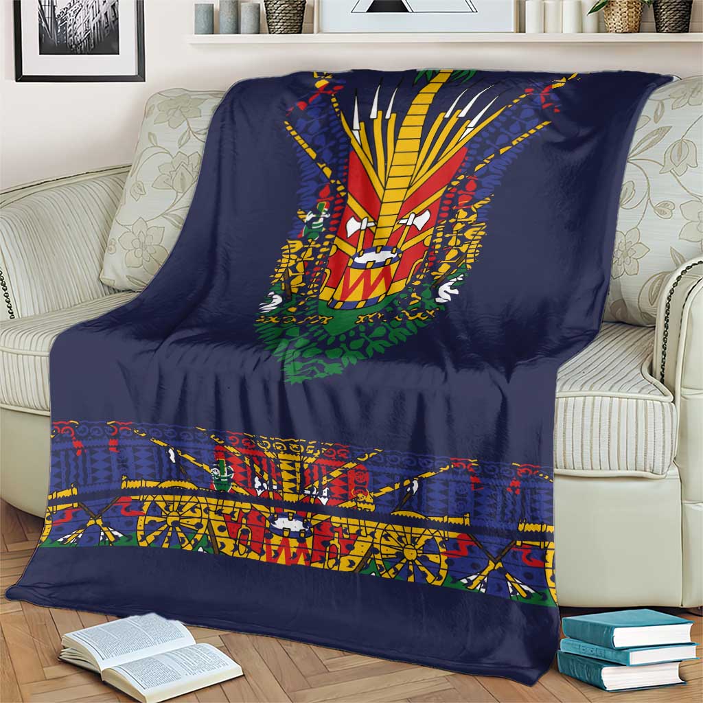 Haiti Flag Traditional Dashiki Blanket Black Color - Polynesian Pride
