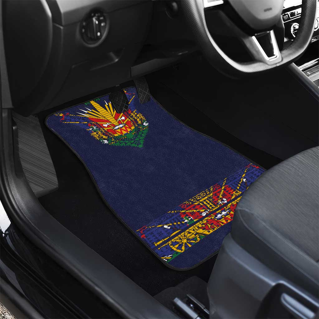 Haiti Flag Traditional Dashiki Car Mats Black Color - Polynesian Pride