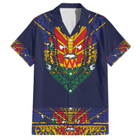 Haiti Flag Traditional Dashiki Family Matching Long Sleeve Bodycon Dress and Hawaiian Shirt Black Color LT03 Dad's Shirt - Short Sleeve Black - Polynesian Pride