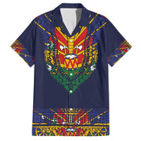 Haiti Flag Traditional Dashiki Family Matching Tank Maxi Dress and Hawaiian Shirt Black Color LT03 Dad's Shirt - Short Sleeve Black - Polynesian Pride