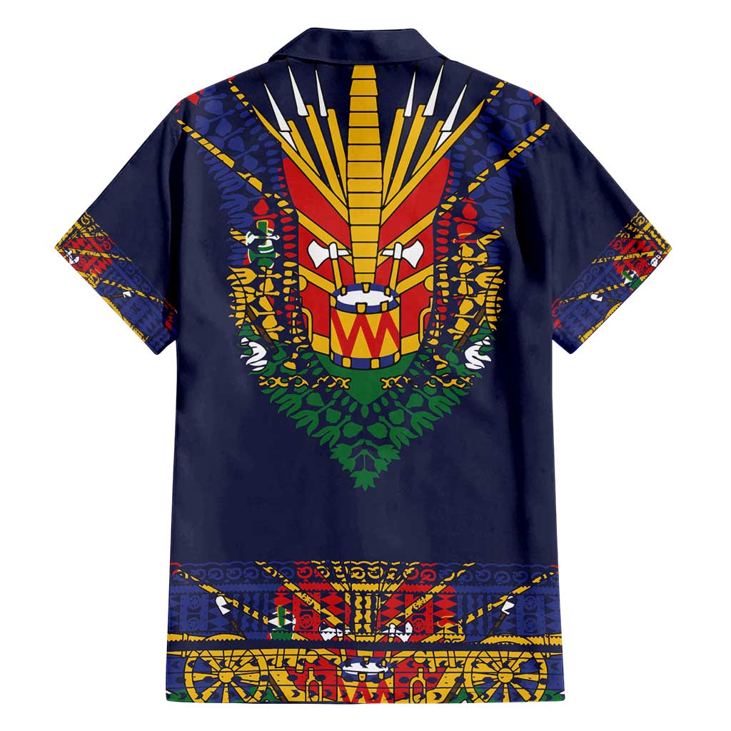 Haiti Flag Traditional Dashiki Family Matching Tank Maxi Dress and Hawaiian Shirt Black Color LT03 - Polynesian Pride