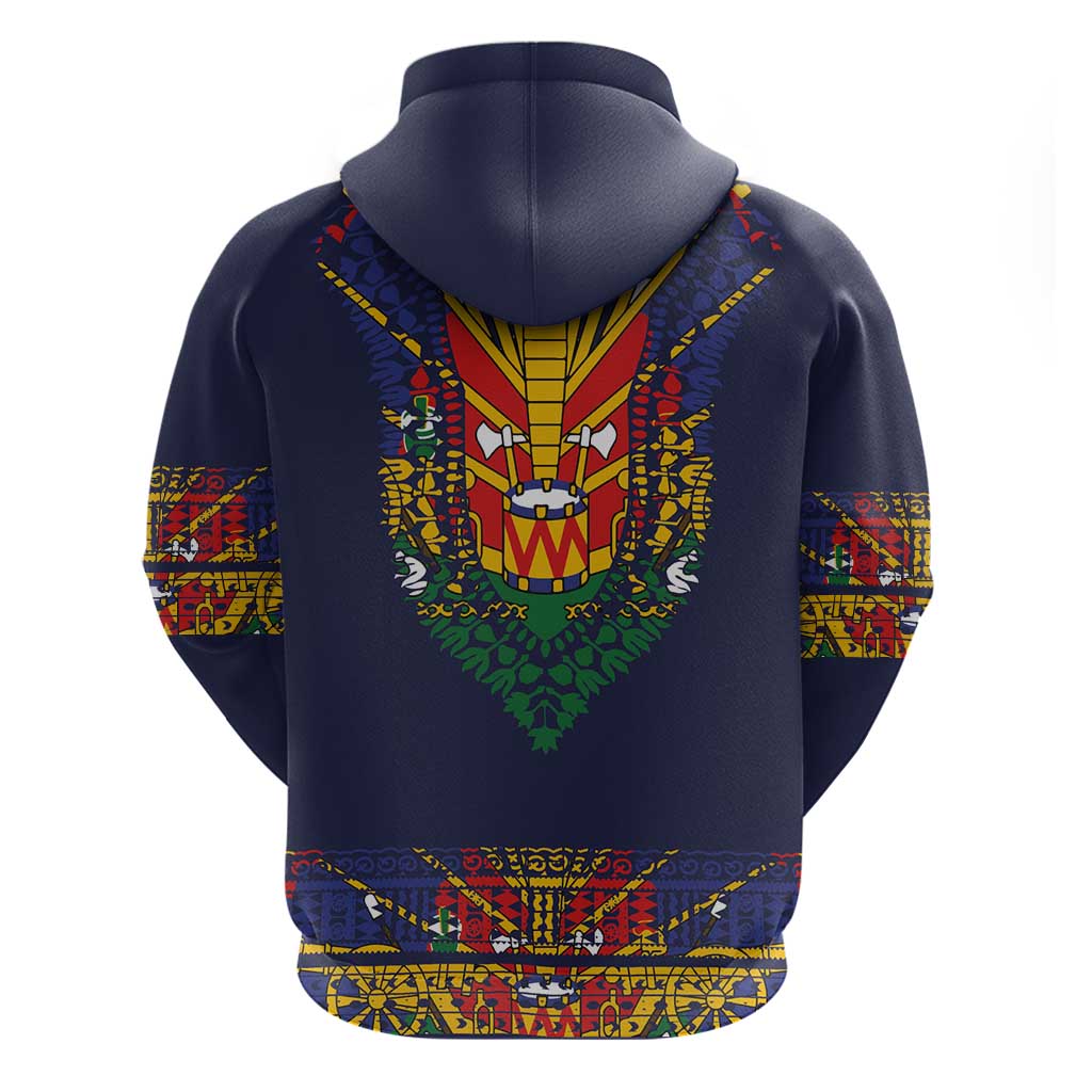 Haiti Flag Traditional Dashiki Hoodie Black Color - Polynesian Pride