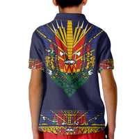 Haiti Flag Traditional Dashiki Kid Polo Shirt Black Color - Polynesian Pride