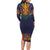 Haiti Flag Traditional Dashiki Long Sleeve Bodycon Dress Black Color - Polynesian Pride