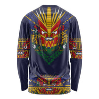 Haiti Flag Traditional Dashiki Long Sleeve Shirt Black Color - Polynesian Pride