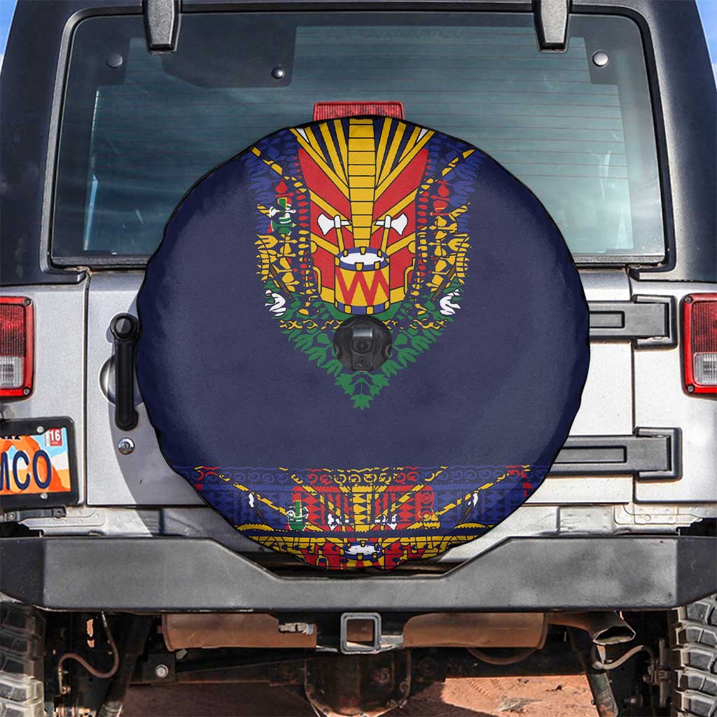 Haiti Flag Traditional Dashiki Spare Tire Cover Black Color - Polynesian Pride