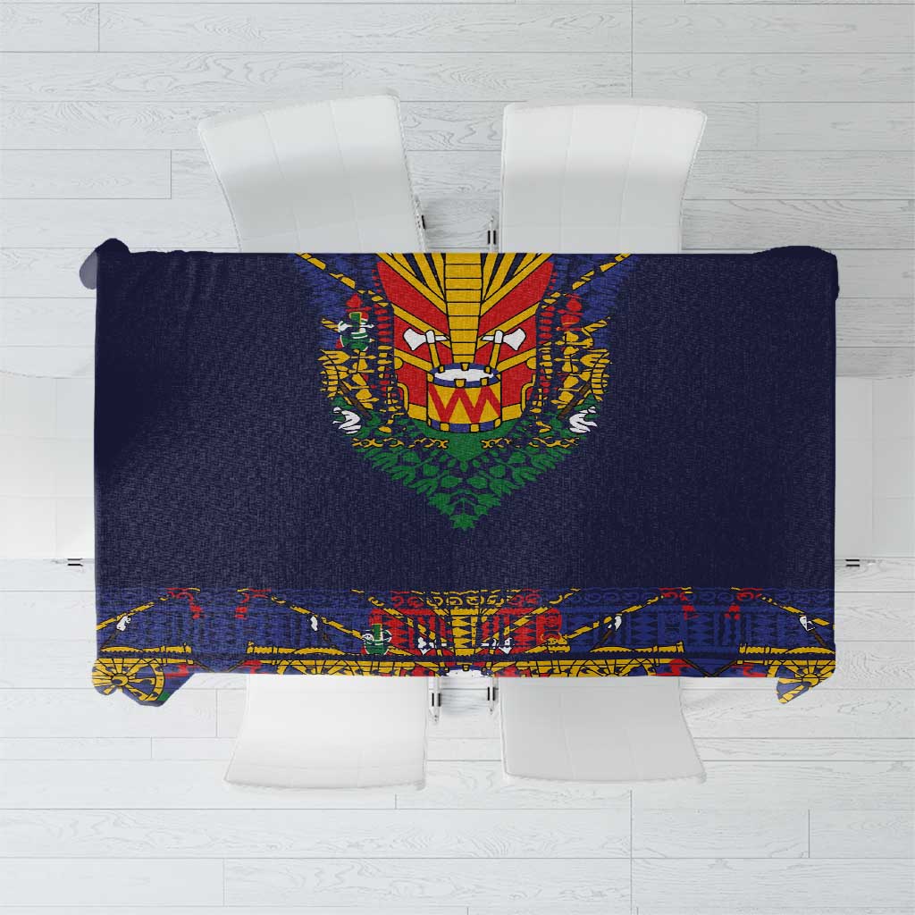 Haiti Flag Traditional Dashiki Tablecloth Black Color - Polynesian Pride