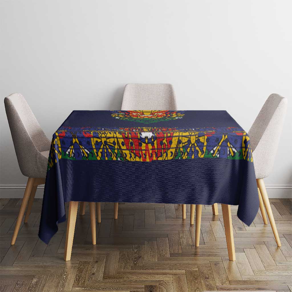 Haiti Flag Traditional Dashiki Tablecloth Black Color - Polynesian Pride