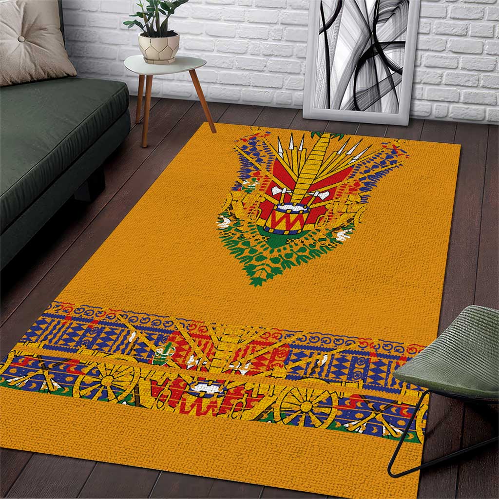 Haiti Flag Traditional Dashiki Area Rug Yellow Color - Polynesian Pride