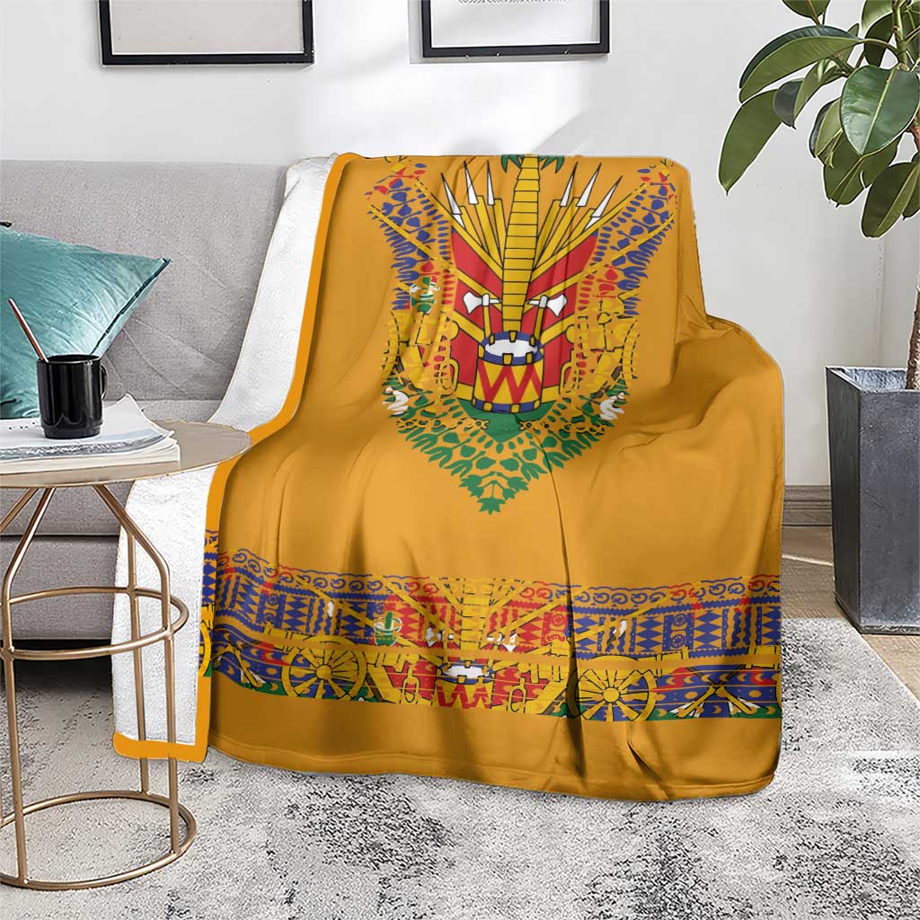 Haiti Flag Traditional Dashiki Blanket Yellow Color - Polynesian Pride