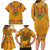 Haiti Flag Traditional Dashiki Family Matching Long Sleeve Bodycon Dress and Hawaiian Shirt Yellow Color - Polynesian Pride