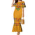 Haiti Flag Traditional Dashiki Family Matching Mermaid Dress and Hawaiian Shirt Yellow Color - Polynesian Pride
