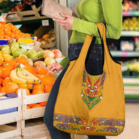 Haiti Flag Traditional Dashiki Grocery Bag Yellow Color - Polynesian Pride
