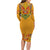 Haiti Flag Traditional Dashiki Long Sleeve Bodycon Dress Yellow Color - Polynesian Pride