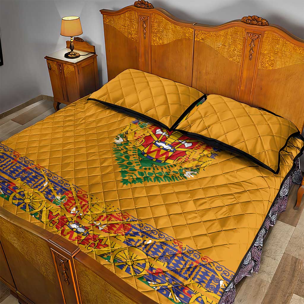 Haiti Flag Traditional Dashiki Quilt Bed Set Yellow Color - Polynesian Pride