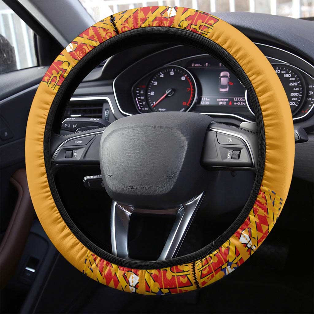 Haiti Flag Traditional Dashiki Steering Wheel Cover Yellow Color - Polynesian Pride