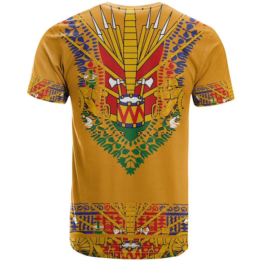 Haiti Flag Traditional Dashiki T Shirt Yellow Color - Polynesian Pride