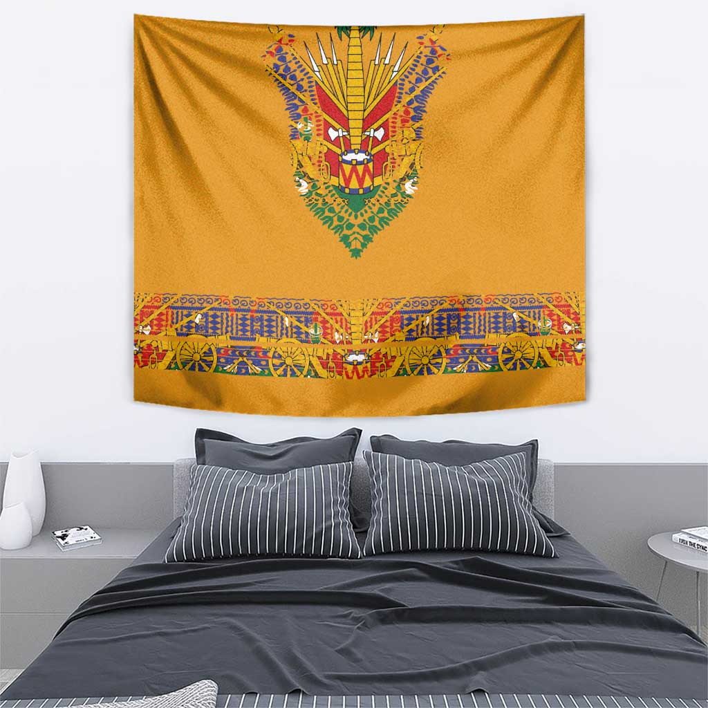 Haiti Flag Traditional Dashiki Tapestry Yellow Color - Polynesian Pride