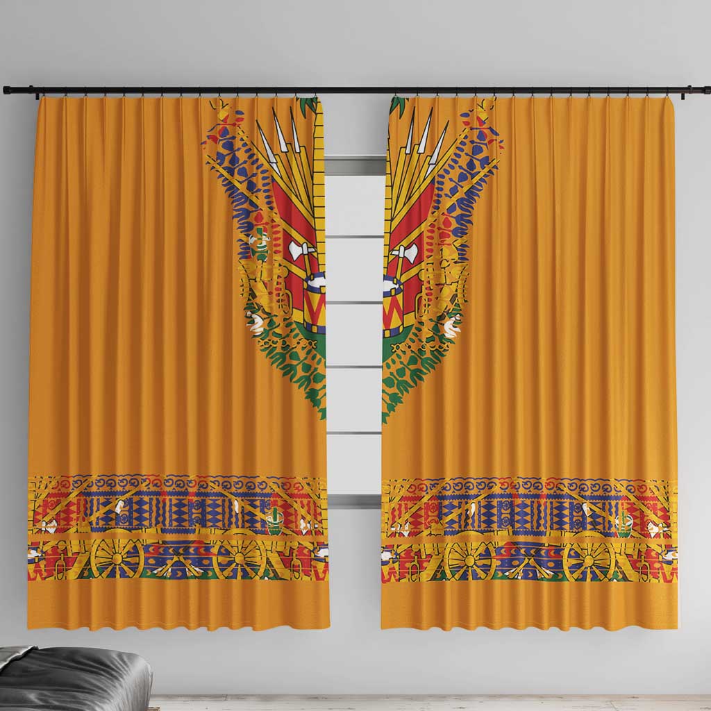 Haiti Flag Traditional Dashiki Window Curtain Yellow Color - Polynesian Pride