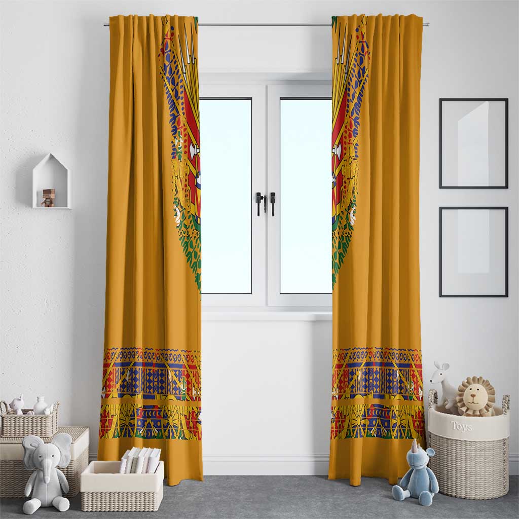 Haiti Flag Traditional Dashiki Window Curtain Yellow Color - Polynesian Pride