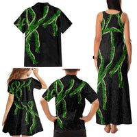 Hawaii Maile Lei Family Matching Tank Maxi Dress and Hawaiian Shirt Aloha Black Color