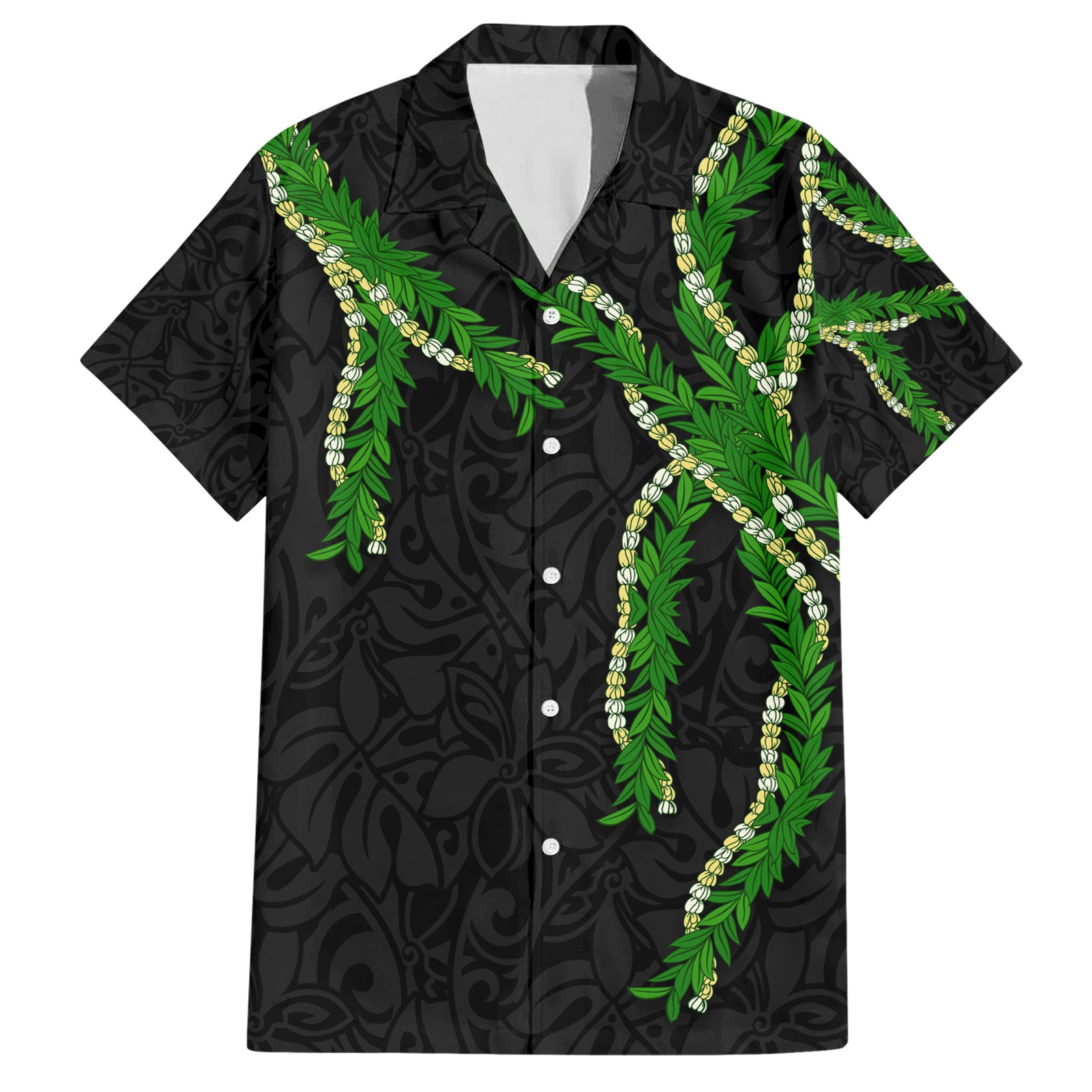 Hawaii Maile Lei Hawaiian Shirt Aloha Black Color