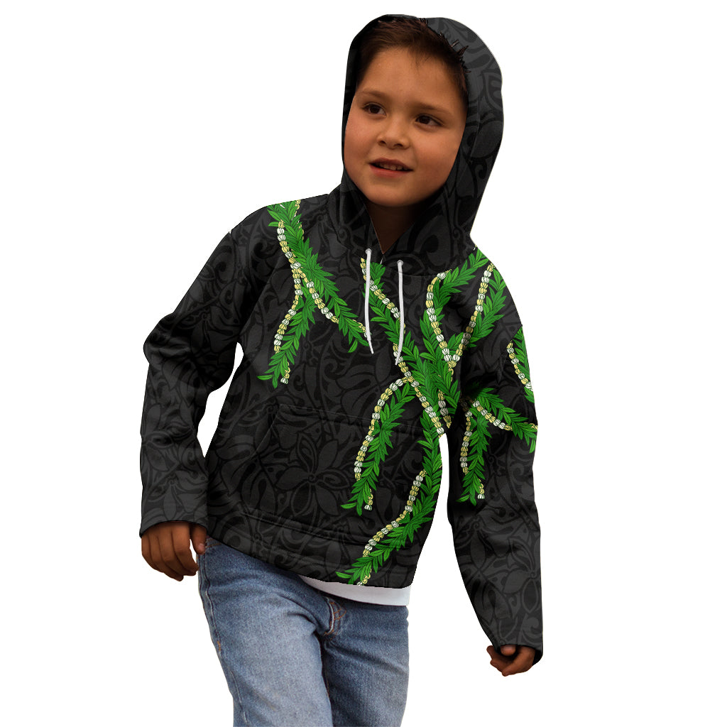 Hawaii Maile Lei Kid Hoodie Aloha Black Color