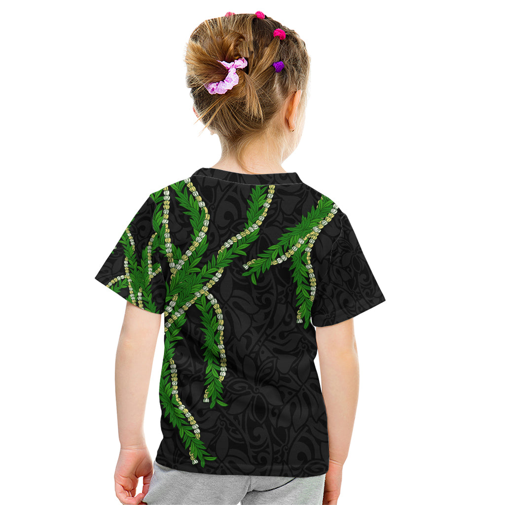 Hawaii Maile Lei Kid T Shirt Aloha Black Color LT03 - Polynesian Pride