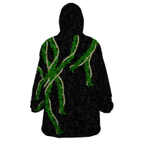 Hawaii Maile Lei Wearable Blanket Hoodie Aloha Black Color
