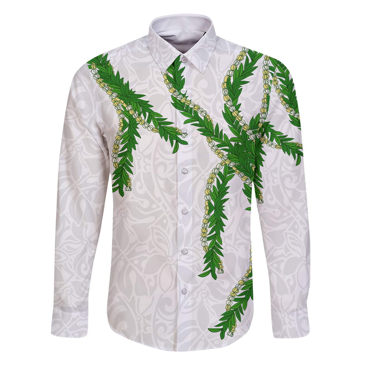 Hawaii Maile Lei Family Matching Tank Maxi Dress and Hawaiian Shirt Aloha White Color