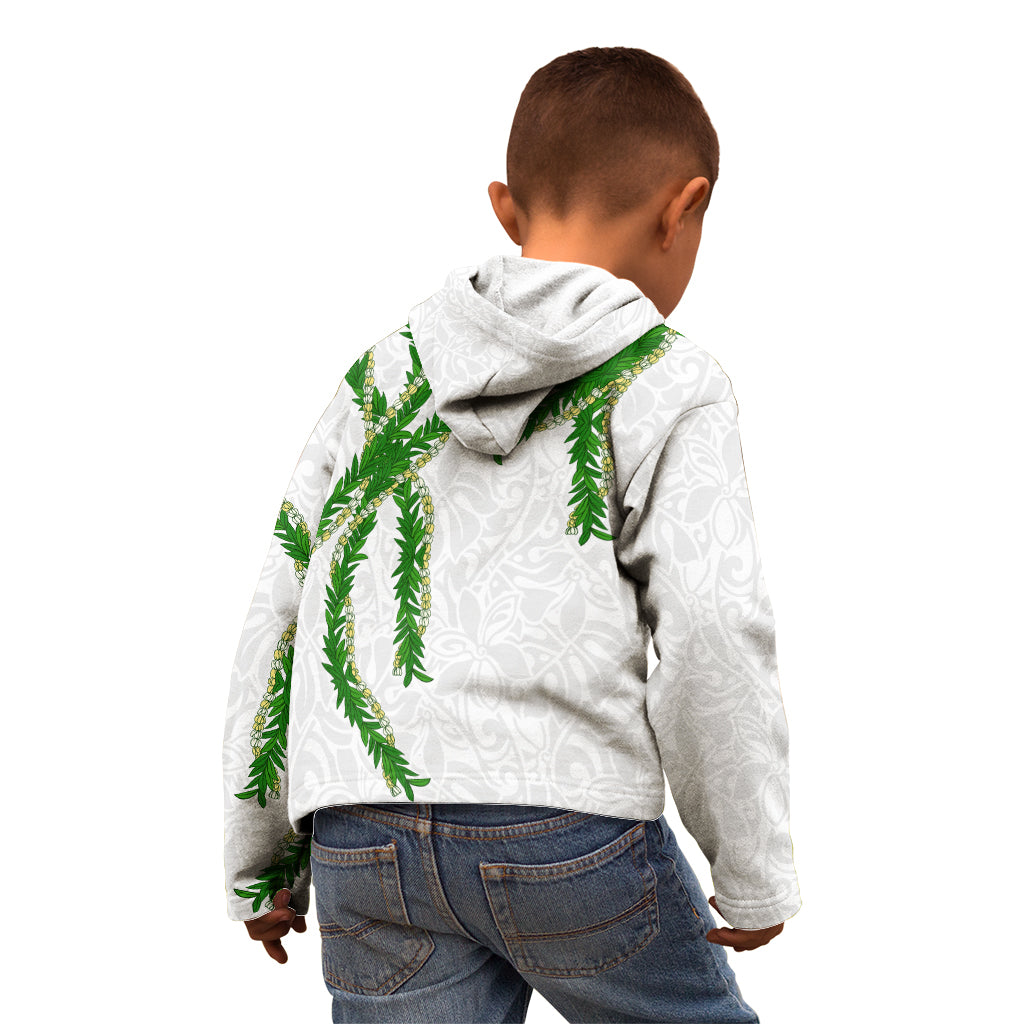 Hawaii Maile Lei Kid Hoodie Aloha White Color