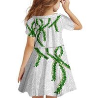 Hawaii Maile Lei Kid Short Sleeve Dress Aloha White Color