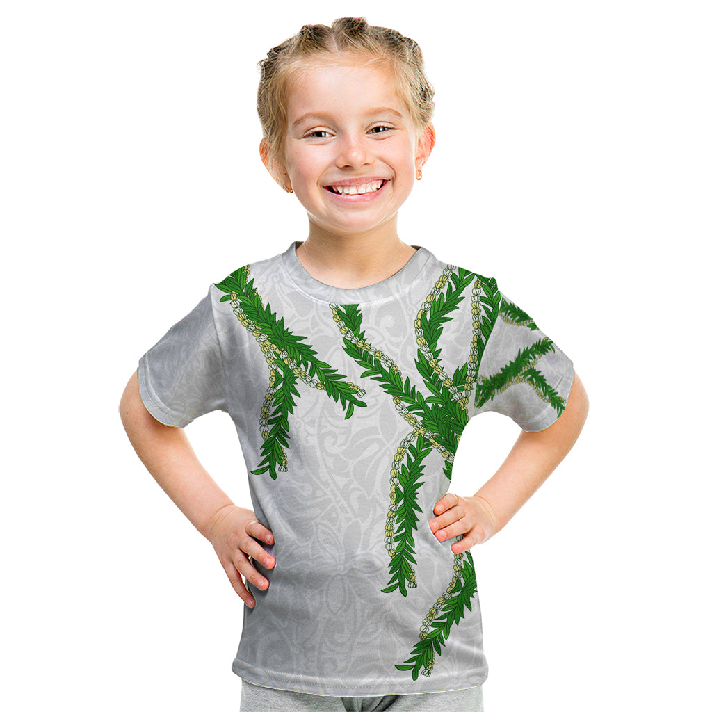 Hawaii Maile Lei Kid T Shirt Aloha White Color LT03 White - Polynesian Pride