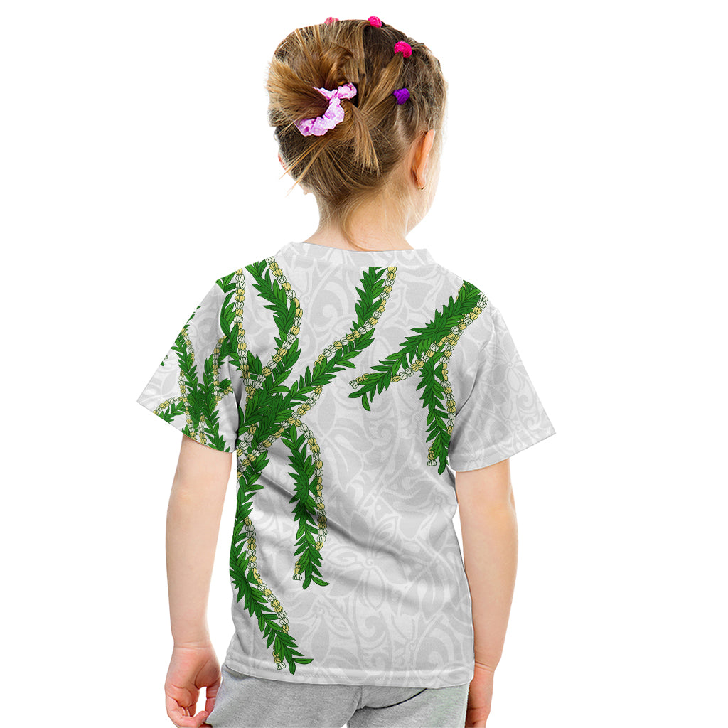 Hawaii Maile Lei Kid T Shirt Aloha White Color LT03 - Polynesian Pride