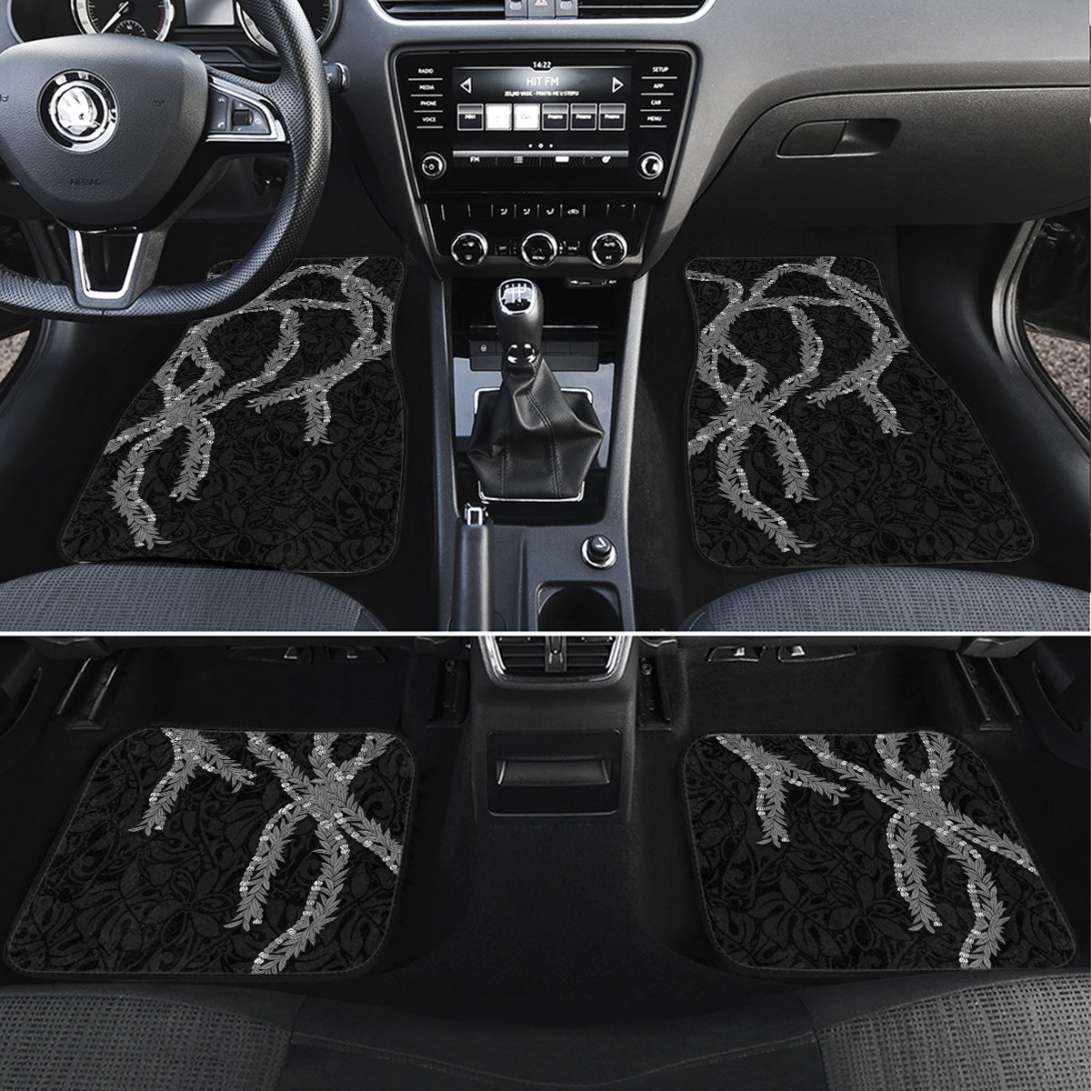 Hawaii Maile Lei Car Mats Aloha Grayscale Color