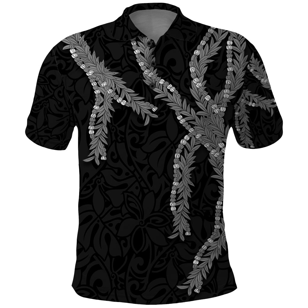 Hawaii Maile Lei Polo Shirt Aloha Grayscale Color