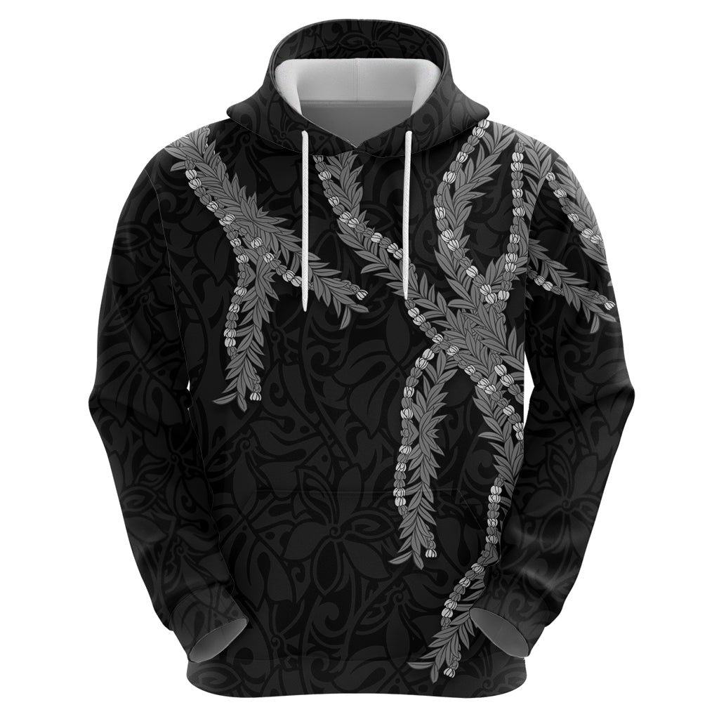 Hawaii Maile Lei Zip Hoodie Aloha Grayscale Color